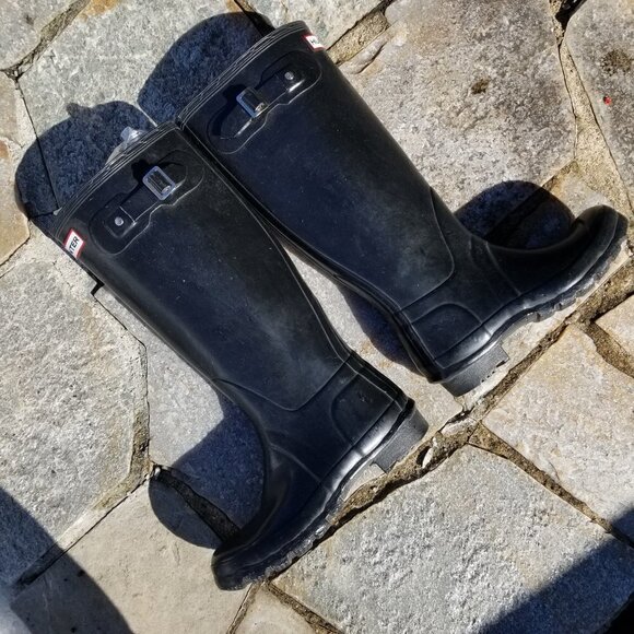 Hunter Extended Calf Tall Gloss Rain Boots Size 6 - Picture 5 of 13